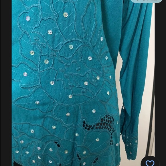 Shopping with Anthony Women’s Top Tunic Embroidered Sequined Lon Sleeves Size 1X - Picture 6 of 12